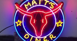 "Matt's Dinner" custom business neon logo