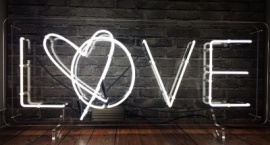 "Love" custom neon sign on transparent background